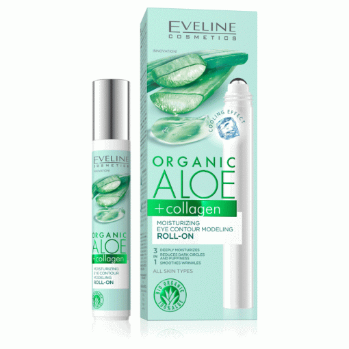 رول چشم ارگانیک و کلاژن مرطوب کننده آلوئه ورا اولاین Eveline Organic Aloe