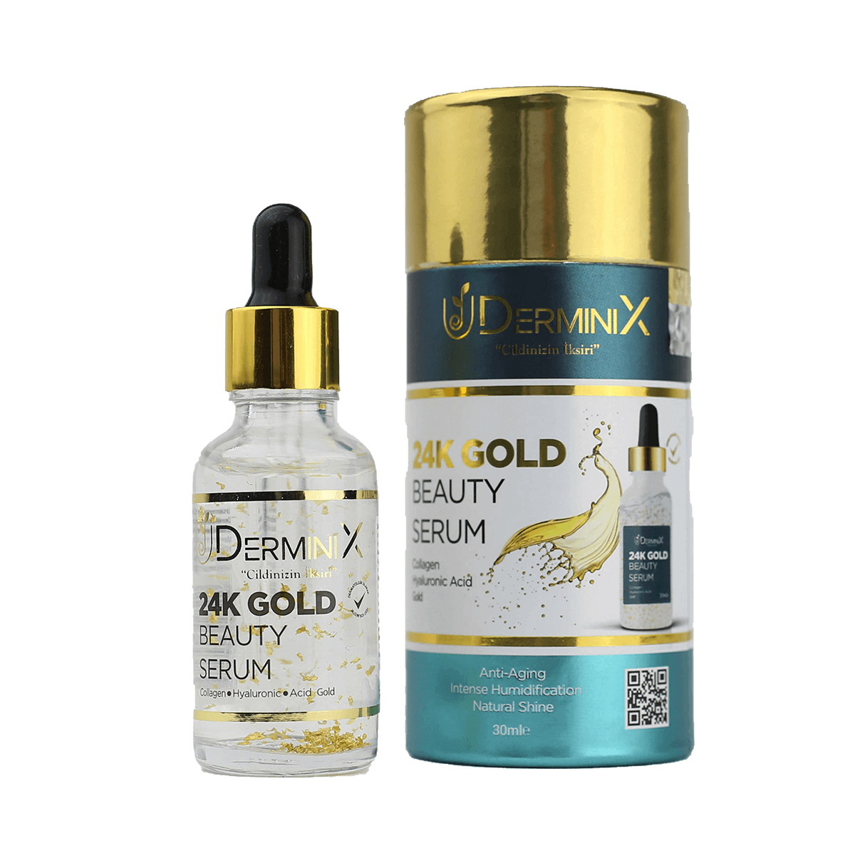 سرم صورت 24K طلا و هیالورونیک اسید درمینیکس Derminix